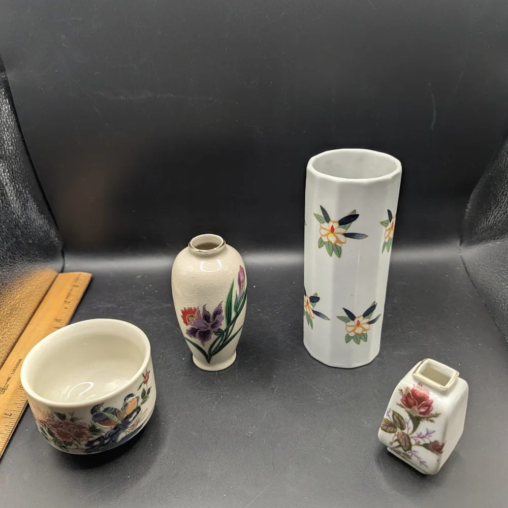 Vintage Set of 4 Ceramic Vases Various Makers Japan.